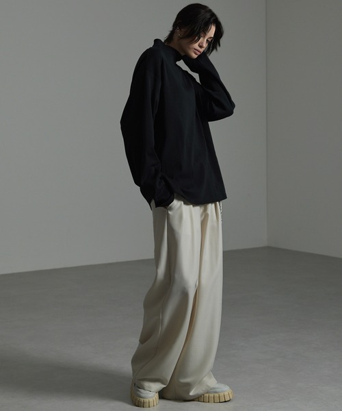CIYOT(シヨウト)の「【CIYOT】ドレープオーバーサイズウォームハイネックTシャツ(Tシャツ/カットソー・メンズ・ブラック/ワイン/ホワイト/モカ・M/L)」の14枚目の写真