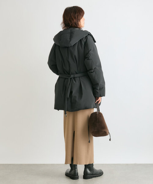 セール】【高機能素材】ベルテッドフードダウン（ダウンジャケット