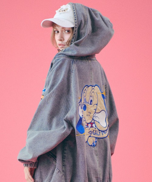 GALFY ガルフィ ダーティーデニムフードジャケット 中型サイズ　L（中型犬) GALFY ガルフィ ダーティーデニムフードジャケット 中型サイズ L（中型