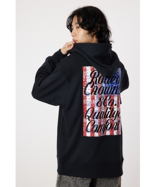 RODEO CROWNS WIDE BOWL(ロデオクラウンズワイドボウル)の「flag patch フーディー(スウェット・メンズ・ブラック/杢グレー/オフホワイト・MEDIUM/LARGE)」の3枚目の写真