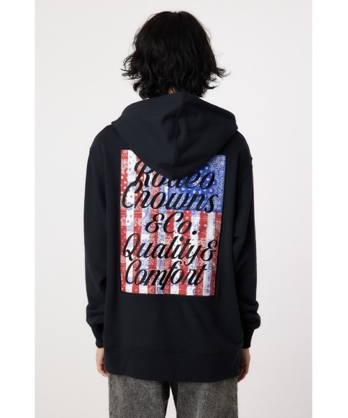 RODEO CROWNS WIDE BOWL(ロデオクラウンズワイドボウル)の「flag patch フーディー(スウェット・メンズ・ブラック/杢グレー/オフホワイト・MEDIUM/LARGE)」の11枚目の写真