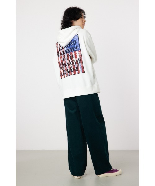 RODEO CROWNS WIDE BOWL(ロデオクラウンズワイドボウル)の「flag patch フーディー(スウェット・メンズ・ブラック/杢グレー/オフホワイト・MEDIUM/LARGE)」の8枚目の写真