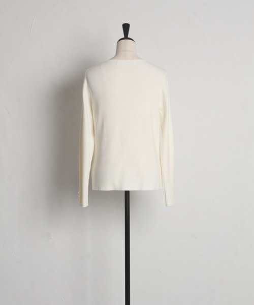 tocco closet(トッコ クローゼット)の「【ZOZO限定】パールカフス×サイドリボンネックニットトップス(ニット/セーター・レディース・オフホワイト/ブラック/その他・M)」の9枚目の写真