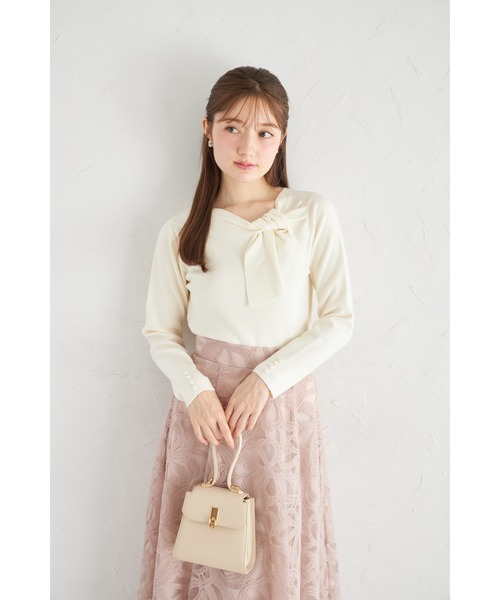 tocco closet(トッコ クローゼット)の「【ZOZO限定】パールカフス×サイドリボンネックニットトップス(ニット/セーター・レディース・オフホワイト/ブラック/その他・M)」の15枚目の写真