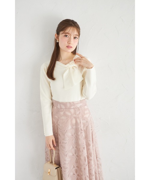 tocco closet(トッコ クローゼット)の「【ZOZO限定】パールカフス×サイドリボンネックニットトップス(ニット/セーター・レディース・オフホワイト/ブラック/その他・M)」の16枚目の写真