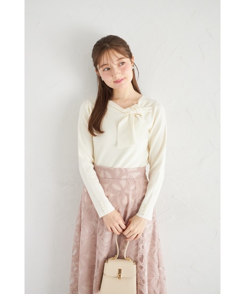 tocco closet(トッコ クローゼット)の「【ZOZO限定】パールカフス×サイドリボンネックニットトップス(ニット/セーター・レディース・オフホワイト/ブラック/その他・M)」の17枚目の写真