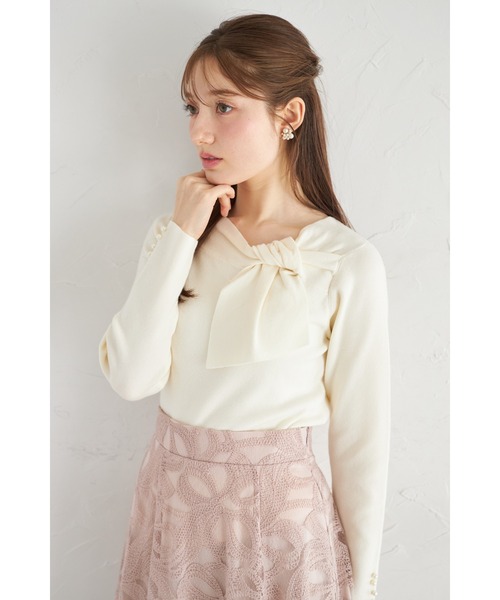tocco closet(トッコ クローゼット)の「【ZOZO限定】パールカフス×サイドリボンネックニットトップス(ニット/セーター・レディース・オフホワイト/ブラック/その他・M)」の20枚目の写真