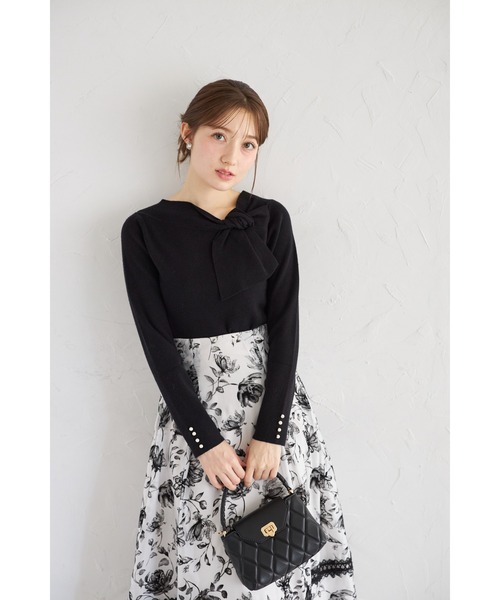 tocco closet(トッコ クローゼット)の「【ZOZO限定】パールカフス×サイドリボンネックニットトップス(ニット/セーター・レディース・オフホワイト/ブラック/その他・M)」の22枚目の写真