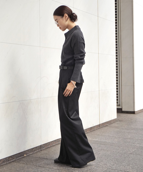 AP STUDIO（エーピーストゥディオ）の「リブポロシャツニット（ニット/セーター・レディース・グレー/ブラック・FREE）」の8枚目の写真