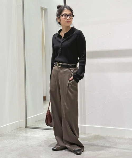 AP STUDIO（エーピーストゥディオ）の「リブポロシャツニット（ニット/セーター・レディース・グレー/ブラック・FREE）」の11枚目の写真