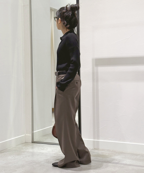 AP STUDIO（エーピーストゥディオ）の「リブポロシャツニット（ニット/セーター・レディース・グレー/ブラック・FREE）」の12枚目の写真