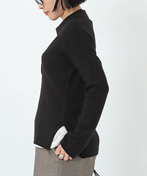 AP STUDIO（エーピーストゥディオ）の「リブポロシャツニット（ニット/セーター・レディース・グレー/ブラック・FREE）」の15枚目の写真