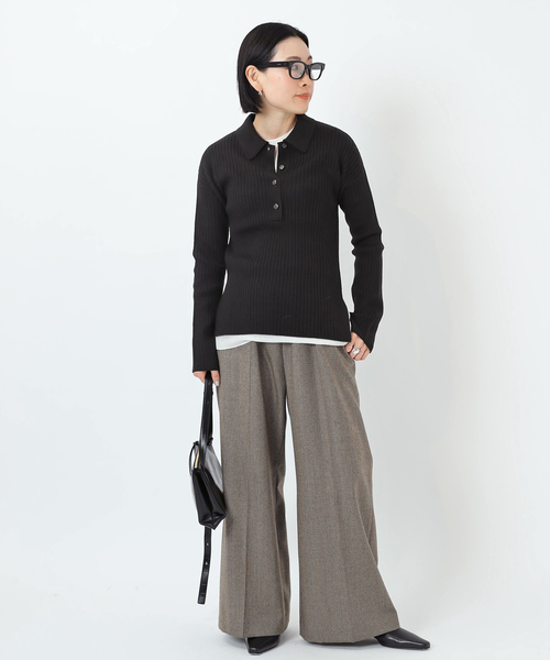 AP STUDIO（エーピーストゥディオ）の「リブポロシャツニット（ニット/セーター・レディース・グレー/ブラック・FREE）」の17枚目の写真