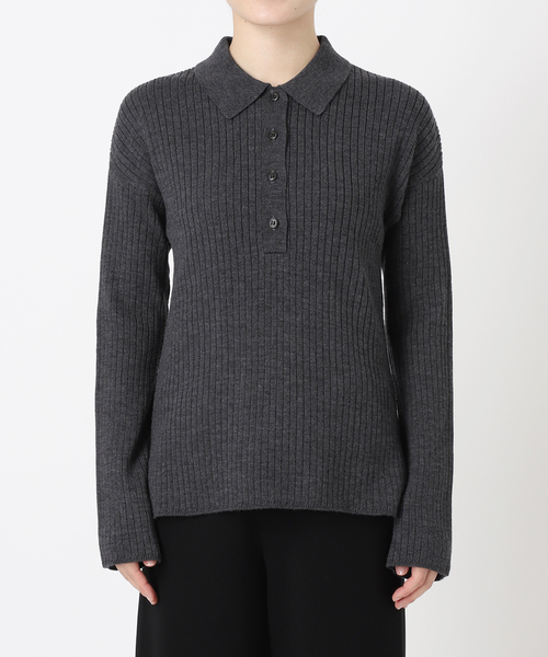 AP STUDIO（エーピーストゥディオ）の「リブポロシャツニット（ニット/セーター・レディース・グレー/ブラック・FREE）」の20枚目の写真