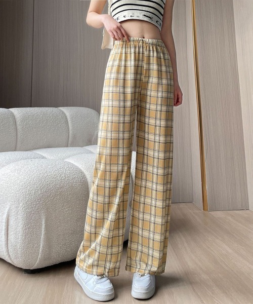 Miniministore(ミニミニストア)の「裏起毛チェック柄パンツ 裏ボアパンツ防寒(その他パンツ・レディース・ブラック/ホワイト×ブラック/ブルー/イエロー/ダークグレー/レッド/グリーン/ブラウン・FREE)」の7枚目の写真