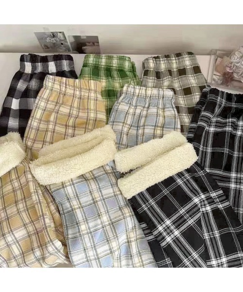 Miniministore(ミニミニストア)の「裏起毛チェック柄パンツ 裏ボアパンツ防寒(その他パンツ・レディース・ブラック/ホワイト×ブラック/ブルー/イエロー/ダークグレー/レッド/グリーン/ブラウン・FREE)」の17枚目の写真