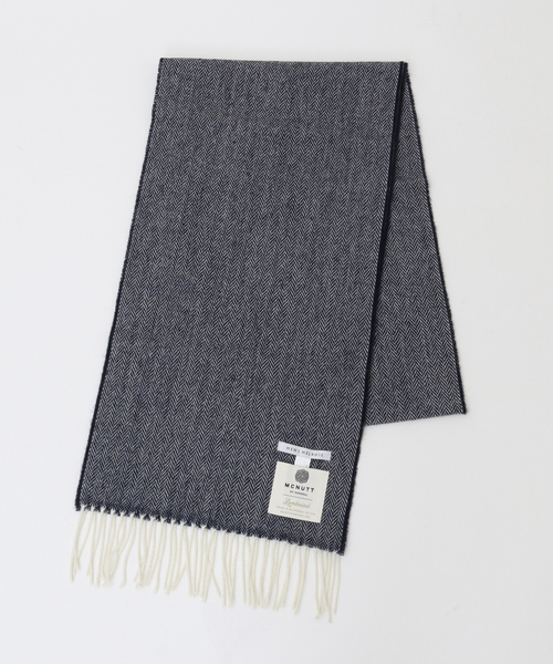 MEN'S MELROSE（メンズメルローズ）の「スーパーソフトラムウールヘリンボーンマフラー（マフラー・メンズ・ライトグレー/オレンジ/ターコイズブルー/アイボリー/ネイビー・9）」の4枚目の写真