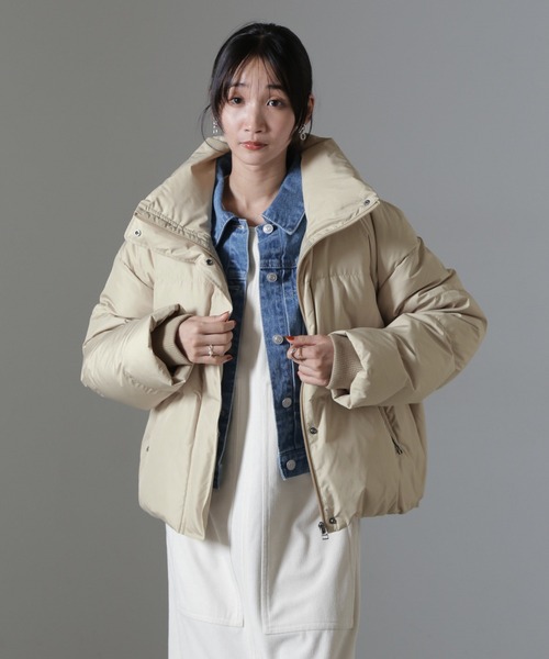 NANO universe(ナノユニバース)の「anewdown(R)ECOBlue(R)撥水クロップドワイドダウン(ダウンジャケット/コート・レディース・ブラック/ベージュ・FREE)」の12枚目の写真