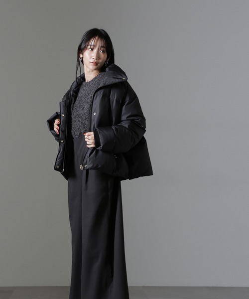 NANO universe(ナノユニバース)の「anewdown(R)ECOBlue(R)撥水クロップドワイドダウン(ダウンジャケット/コート・レディース・ブラック/ベージュ・FREE)」の10枚目の写真