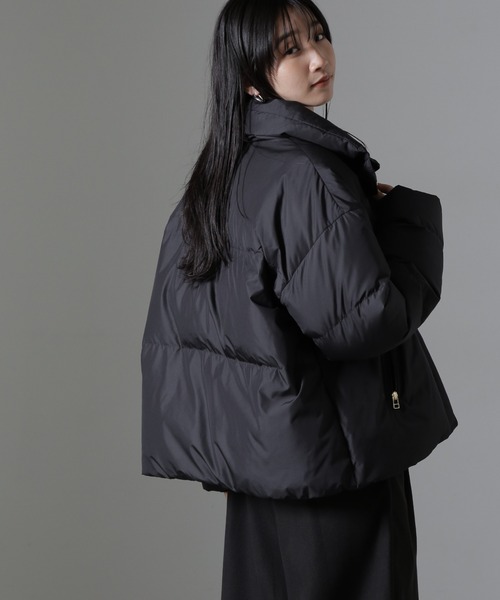 NANO universe(ナノユニバース)の「anewdown(R)ECOBlue(R)撥水クロップドワイドダウン(ダウンジャケット/コート・レディース・ブラック/ベージュ・FREE)」の7枚目の写真