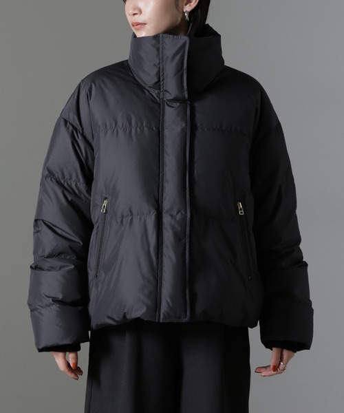 NANO universe(ナノユニバース)の「anewdown(R)ECOBlue(R)撥水クロップドワイドダウン(ダウンジャケット/コート・レディース・ブラック/ベージュ・FREE)」の17枚目の写真