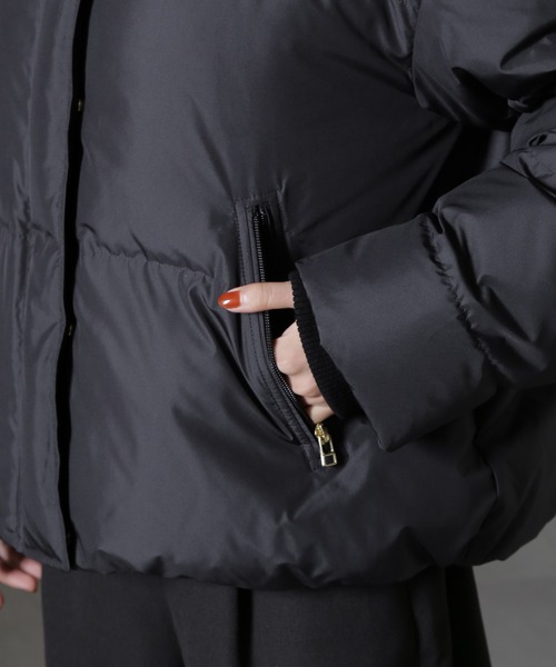 NANO universe(ナノユニバース)の「anewdown(R)ECOBlue(R)撥水クロップドワイドダウン(ダウンジャケット/コート・レディース・ブラック/ベージュ・FREE)」の22枚目の写真