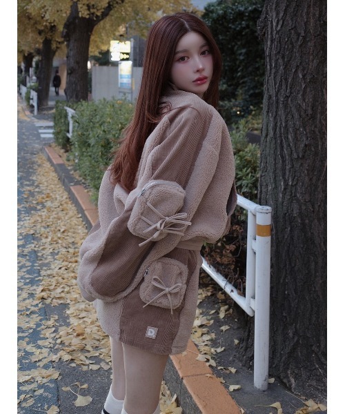 Darich（ダーリッチ）の「ボアコンビリボンポケットブルゾン（ブルゾン 