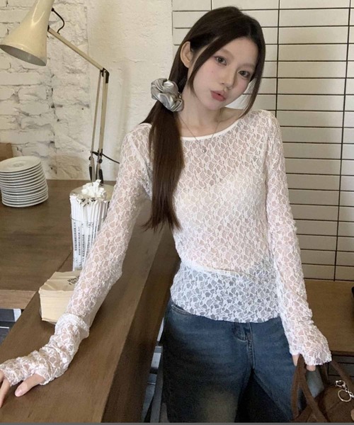 NANEA(ナネア)の「2wayクロップド丈レーストップス(Tシャツ/カットソー・レディース・ホワイト/ブラック・フリー)」の3枚目の写真