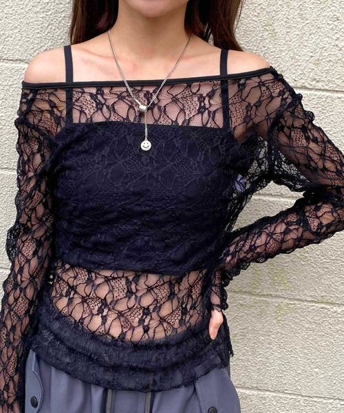 NANEA(ナネア)の「2wayクロップド丈レーストップス(Tシャツ/カットソー・レディース・ホワイト/ブラック・フリー)」の14枚目の写真