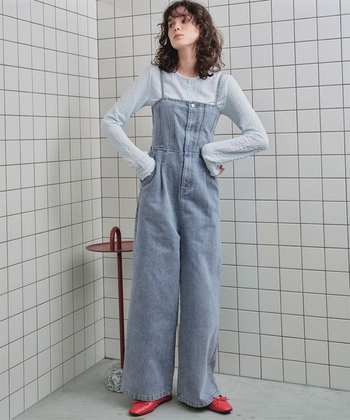 titivate(ティティベイト)の「キャミソールデニムオールインワン(つなぎ/オールインワン・レディース・インディゴブルー/アイボリー/ライトブルー・SP/S/M/L)」の15枚目の写真