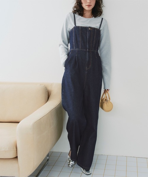 titivate(ティティベイト)の「キャミソールデニムオールインワン(つなぎ/オールインワン・レディース・インディゴブルー/アイボリー/ライトブルー・SP/S/M/L)」の21枚目の写真