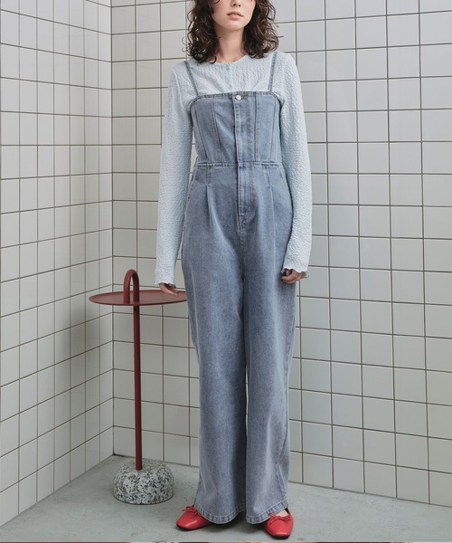 titivate(ティティベイト)の「キャミソールデニムオールインワン(つなぎ/オールインワン・レディース・インディゴブルー/アイボリー/ライトブルー・SP/S/M/L)」の13枚目の写真