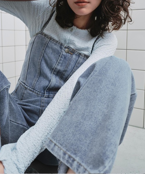 titivate(ティティベイト)の「キャミソールデニムオールインワン(つなぎ/オールインワン・レディース・インディゴブルー/アイボリー/ライトブルー・SP/S/M/L)」の14枚目の写真