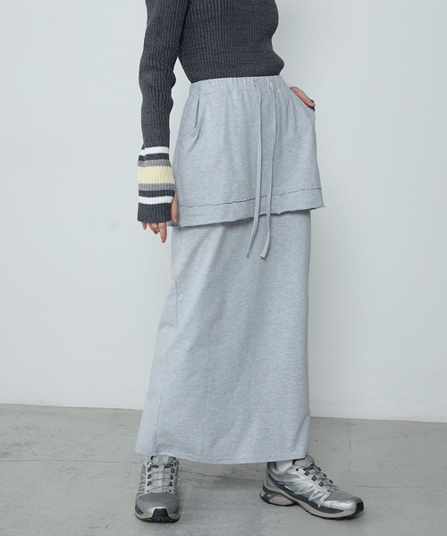 セール】Layered cutsew long skirt / レイヤード カットソー