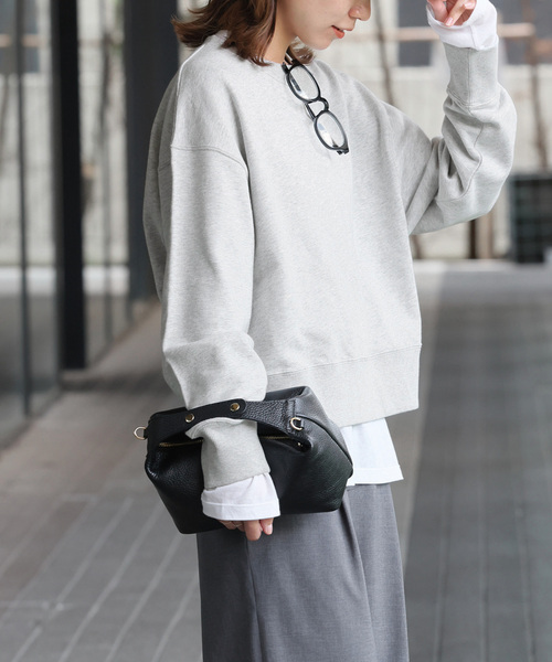 JOURNAL STANDARD relume（ジャーナルスタンダード　レリューム）の「《再入荷！》【洗濯機洗い可能】さりげない刺繍がポイント。刺繍ロゴスウェット（スウェット・レディース・グレー/ブラック系その他/レッド・FREE）」の12枚目の写真