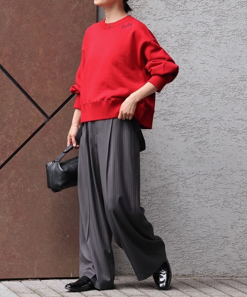 JOURNAL STANDARD relume（ジャーナルスタンダード　レリューム）の「《再入荷！》【洗濯機洗い可能】さりげない刺繍がポイント。刺繍ロゴスウェット（スウェット・レディース・グレー/ブラック系その他/レッド・FREE）」の16枚目の写真