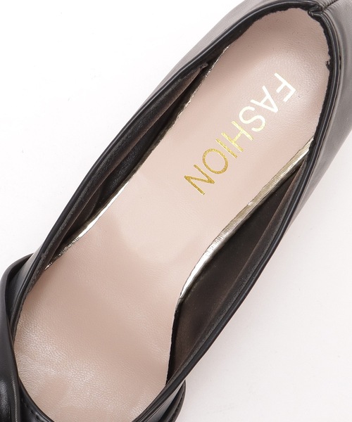 セール】レザー調 ツイスト アッパー ピンヒール パンプス