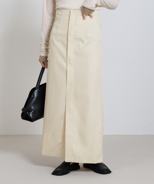 select MOCA(セレクトモカ)の「リネンライクフロントスリットタイトスカート(スカート・レディース・モカ/ブラック/アイボリー・MEDIUM/LARGE/SMALL)」の2枚目の写真