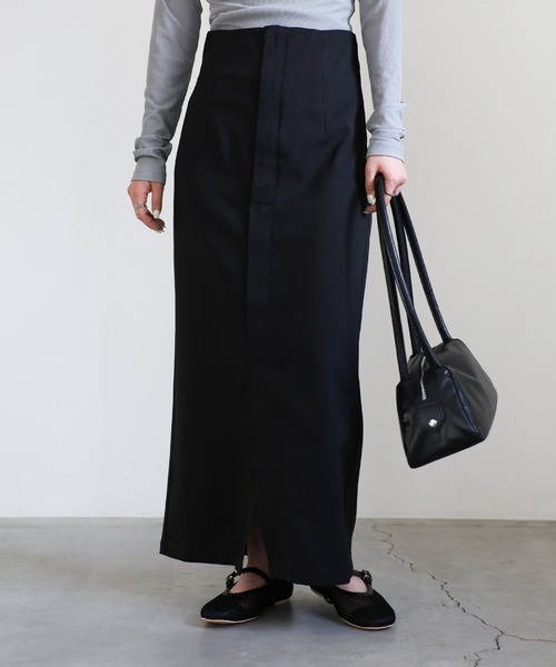 select MOCA(セレクトモカ)の「リネンライクフロントスリットタイトスカート(スカート・レディース・モカ/ブラック/アイボリー・MEDIUM/LARGE/SMALL)」の3枚目の写真