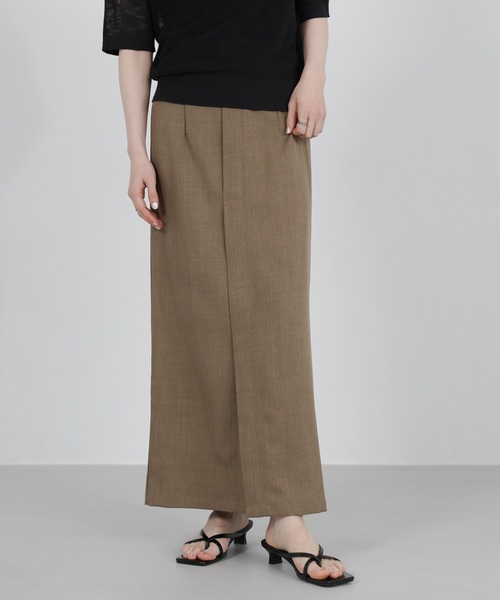 select MOCA(セレクトモカ)の「リネンライクフロントスリットタイトスカート(スカート・レディース・モカ/ブラック/アイボリー・MEDIUM/LARGE/SMALL)」の1枚目の写真