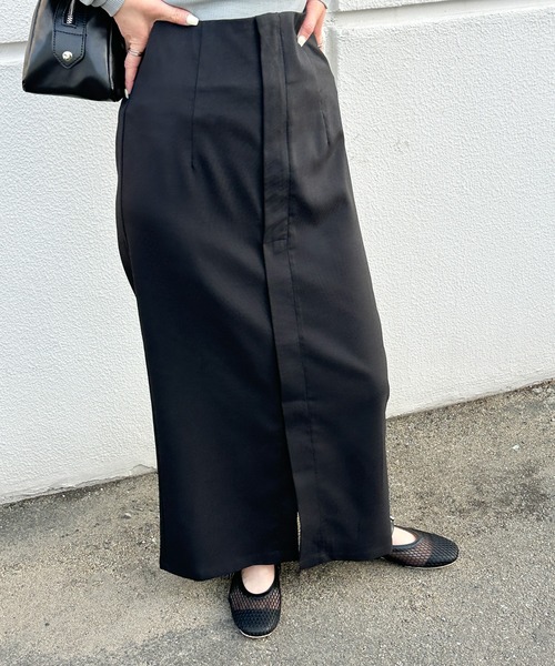 リネンライクフロントスリットタイトスカート（スカート）｜select