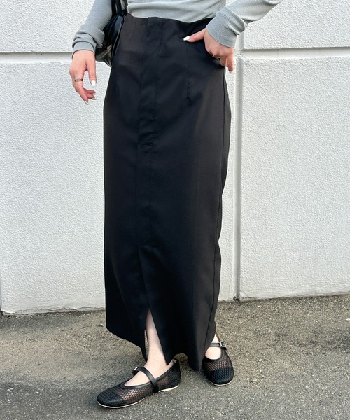 select MOCA(セレクトモカ)の「リネンライクフロントスリットタイトスカート(スカート・レディース・モカ/ブラック/アイボリー・MEDIUM/LARGE/SMALL)」の15枚目の写真