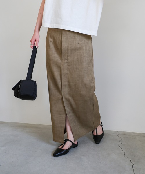 select MOCA(セレクトモカ)の「リネンライクフロントスリットタイトスカート(スカート・レディース・モカ/ブラック/アイボリー・MEDIUM/LARGE/SMALL)」の6枚目の写真