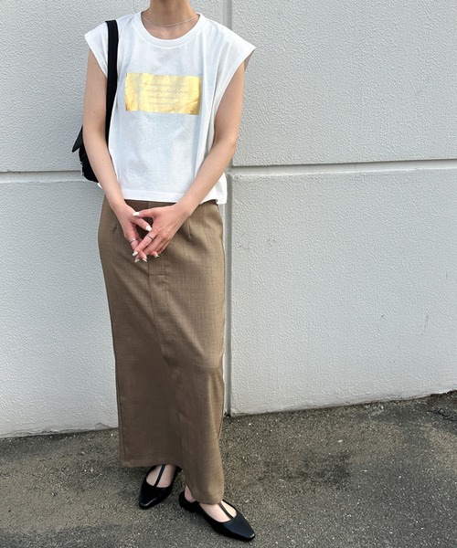 リネンライクフロントスリットタイトスカート（スカート）｜select