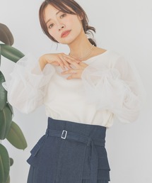 mysty woman | チュールタックスリーブプルオーバー　322316(Tシャツ/カットソー)