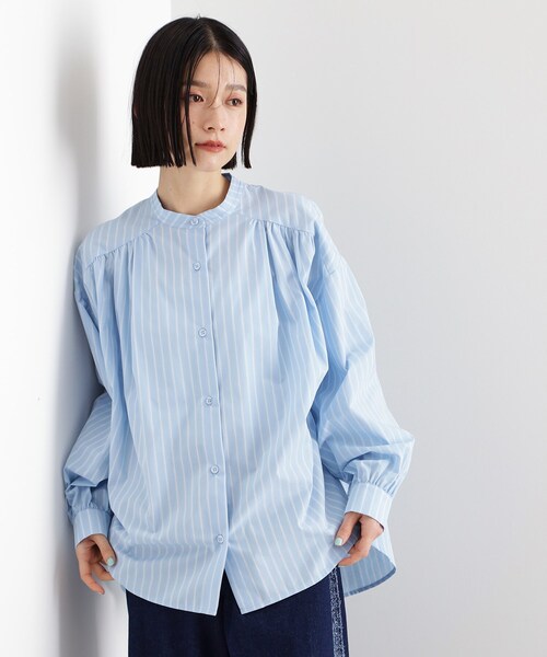THE SHOP TK (ザ ショップ ティーケー )の「バックシャーリングシャツ【洗える】(シャツ/ブラウス・レディース・アイボリー系2/オフホワイト/サックスブルー系2・99)」の12枚目の写真
