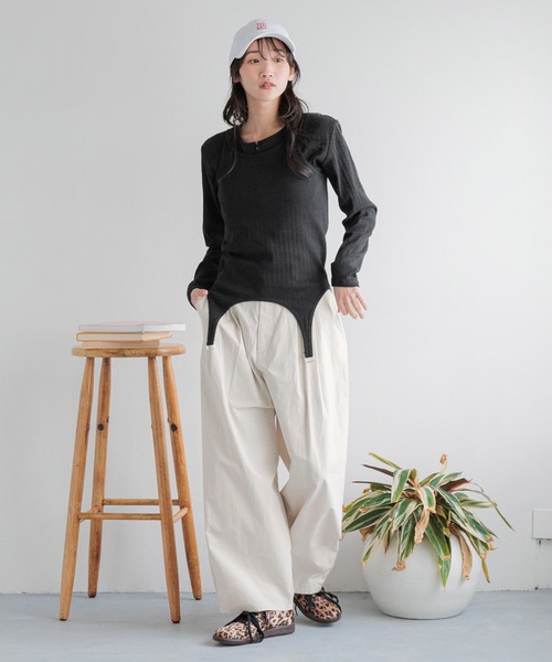 LOWRYS FARM（ローリーズファーム）の「フラワーガーター２Ｐ 253678（Tシャツ/カットソー・レディース・グレー/ブラック/その他・FREE）」の4枚目の写真