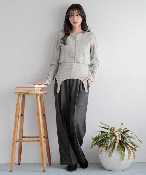 LOWRYS FARMカットソー セール】フラワーガーター2P 253678（Tシャツ/カットソー
