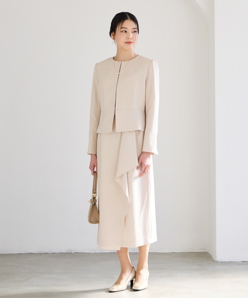 ベルト付きアシンメトリーラッフルタイトワンピース（ワンピース