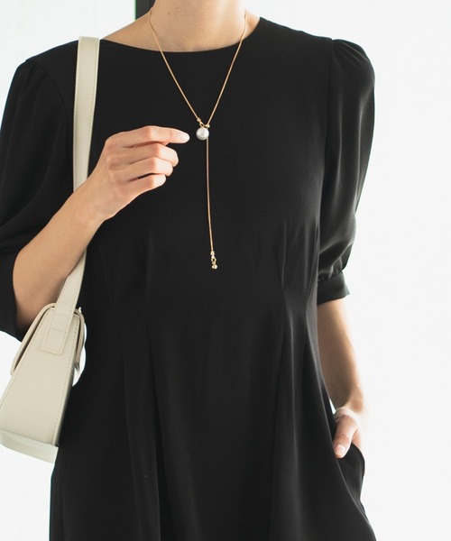 CELEN（セレン）の「【洗える/セット対応/オフィスカジュアル】五分袖タックワンピース 単品（スーツスカート・レディース・ブラック/グレー系その他/ブラウン/ネイビー・S/M/L/ST/MT/LT）」の14枚目の写真